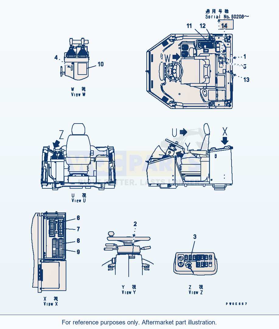 Komatsu WA380-5 Floor Decal (For Mono Lever, Multi Blade) parts diagram