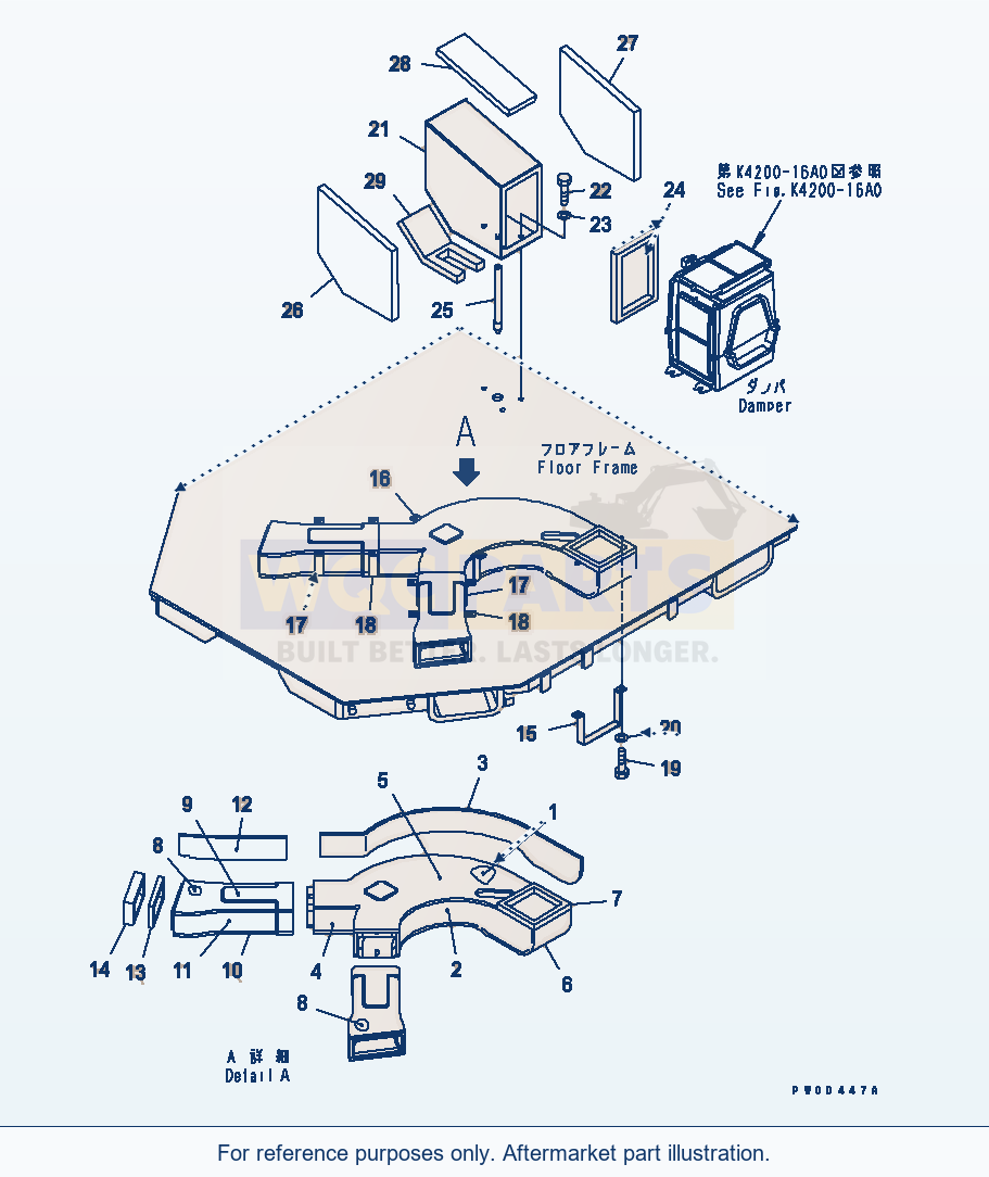 Komatsu WA380-5 Floor Frame (Duct) Serial 60001-UP parts diagram