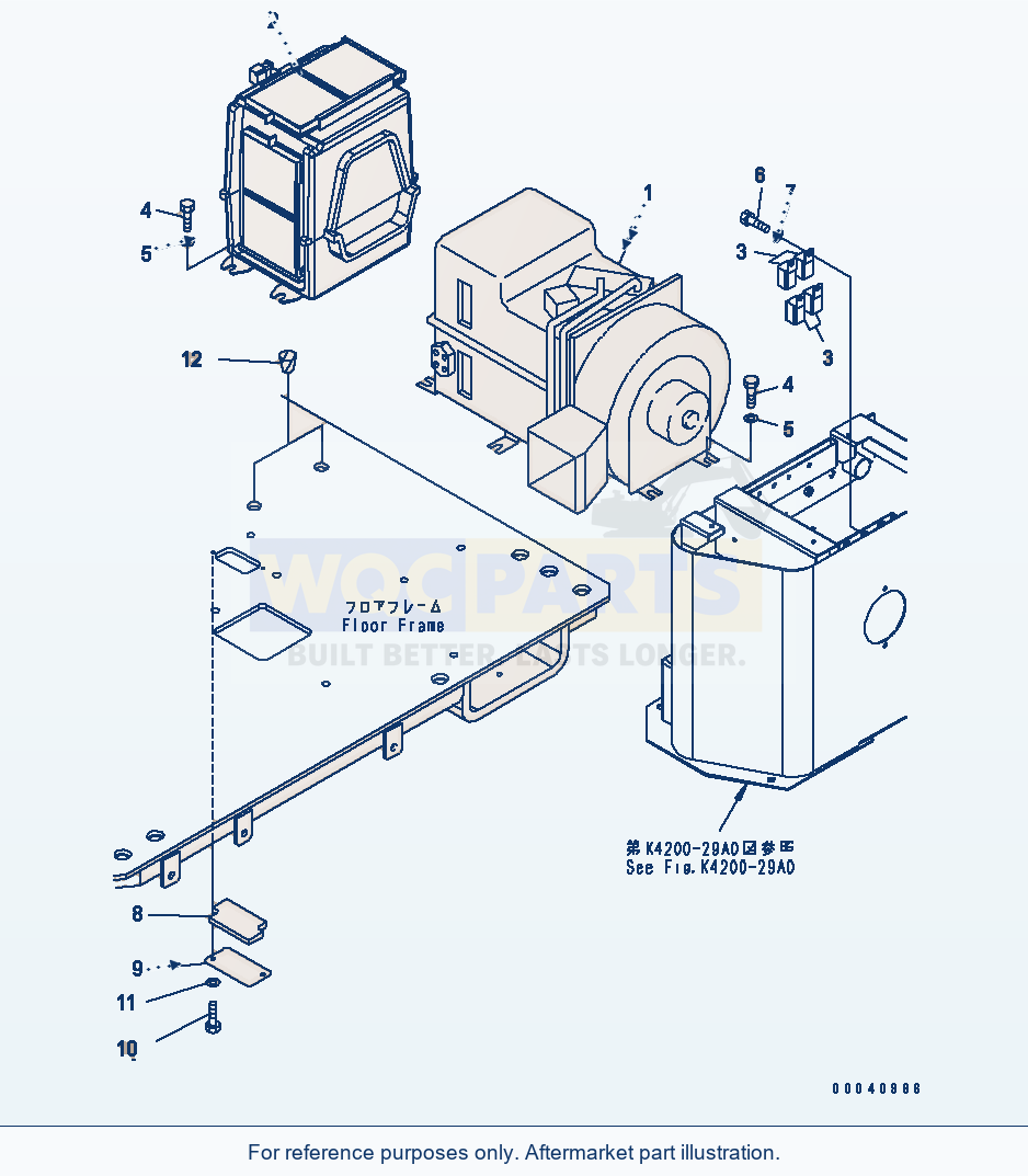 Komatsu WA380-5 Floor Frame (Heater) parts diagram