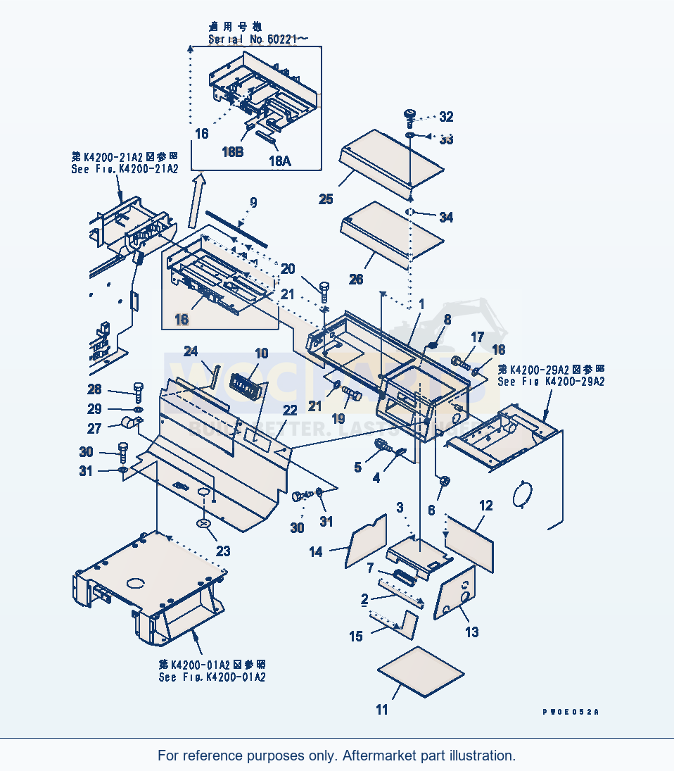 Komatsu WA380-5 Floor Frame (Rear Console) (For 2-Persons Cab) parts diagram
