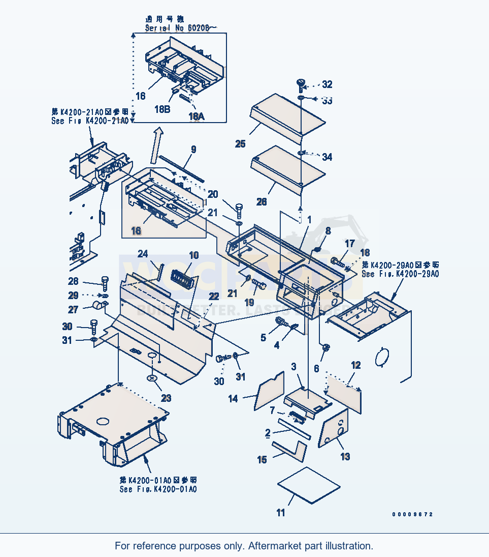 Komatsu WA380-5 Floor Frame (Rear Console) Serial 60001-UP parts diagram