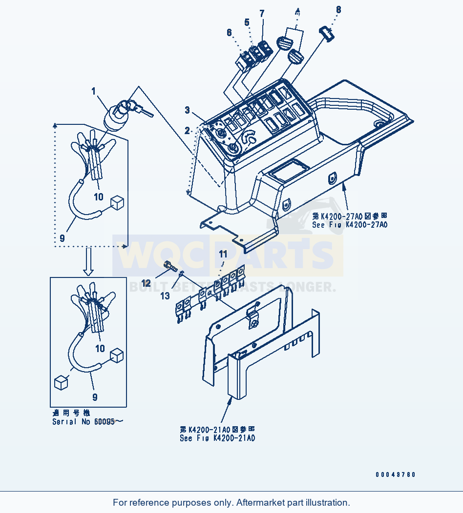 Komatsu WA380-5 Floor Frame (Switch Box) (Except Japan) parts diagram