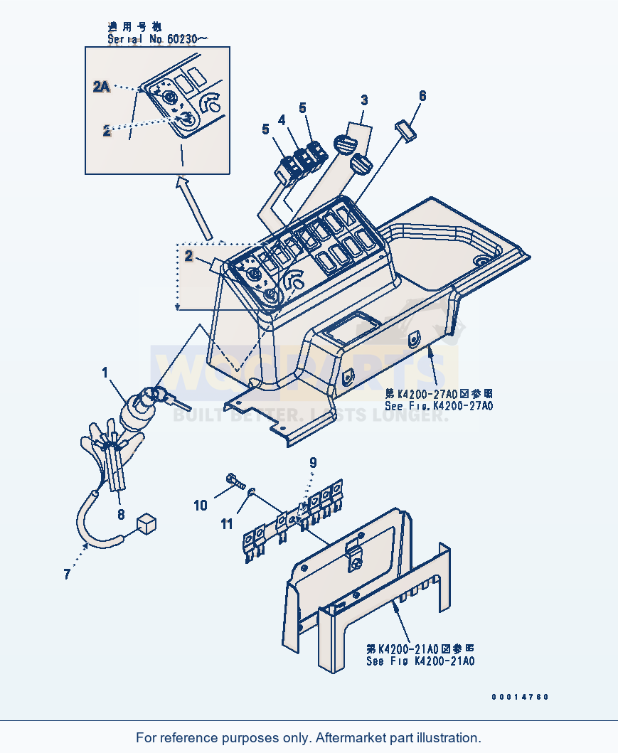 Komatsu WA380-5 Floor Frame (Switch Box) (For 2-Persons Cab) parts diagram