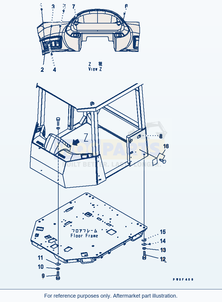 Komatsu WA380-5 Head Guard Canopy (Decal) (For Tunnel Spec.) parts diagram