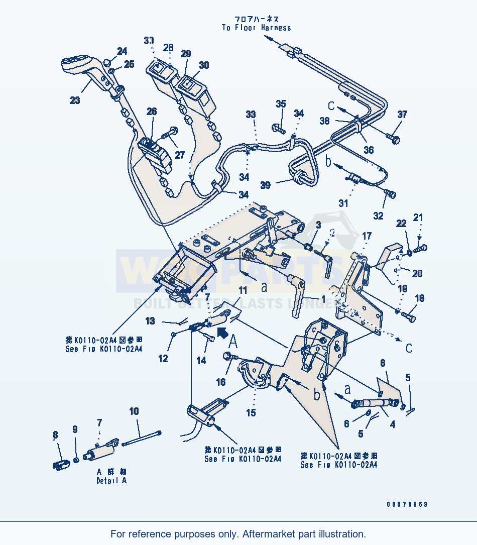 Komatsu WA380-5 Joy-Stick Steering (Lever) (Isring Hausen) parts diagram