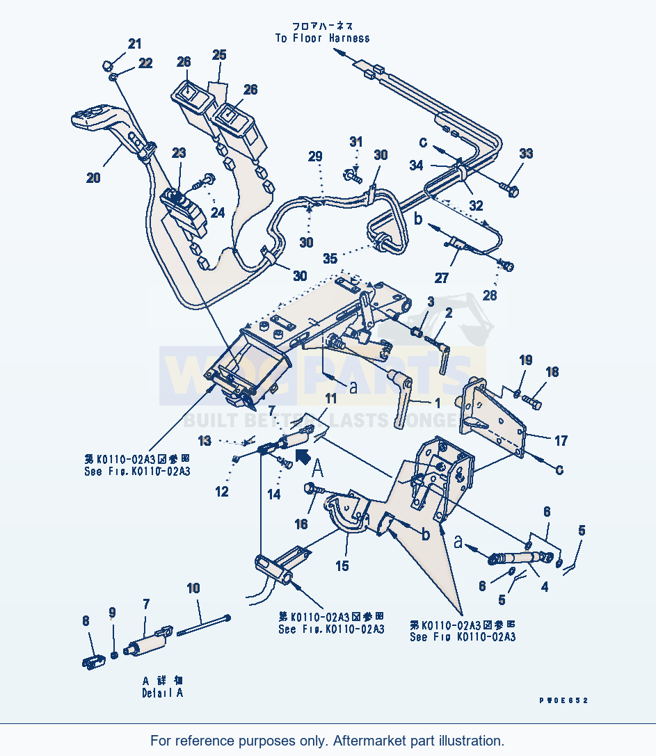 Komatsu WA380-5 Joy-Stick Steering (Lever) Serial 60001-UP parts diagram