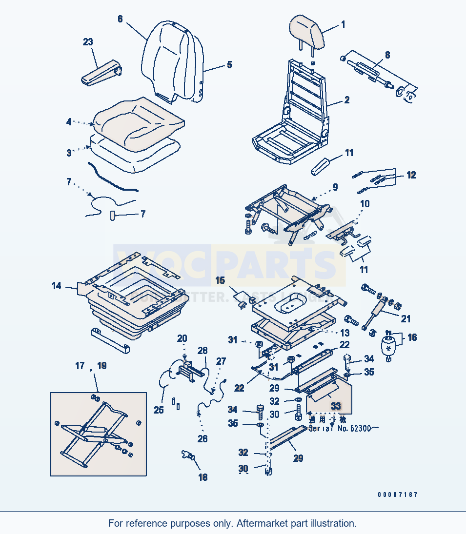 Komatsu WA380-5 Operator'S Seat (Air Suspension) (Kab) parts diagram