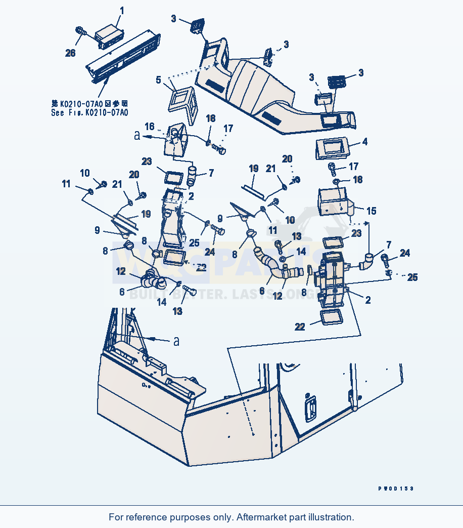 Komatsu WA380-5 Rops Cab (Air Duct) (For Car Heater And Def.) parts diagram