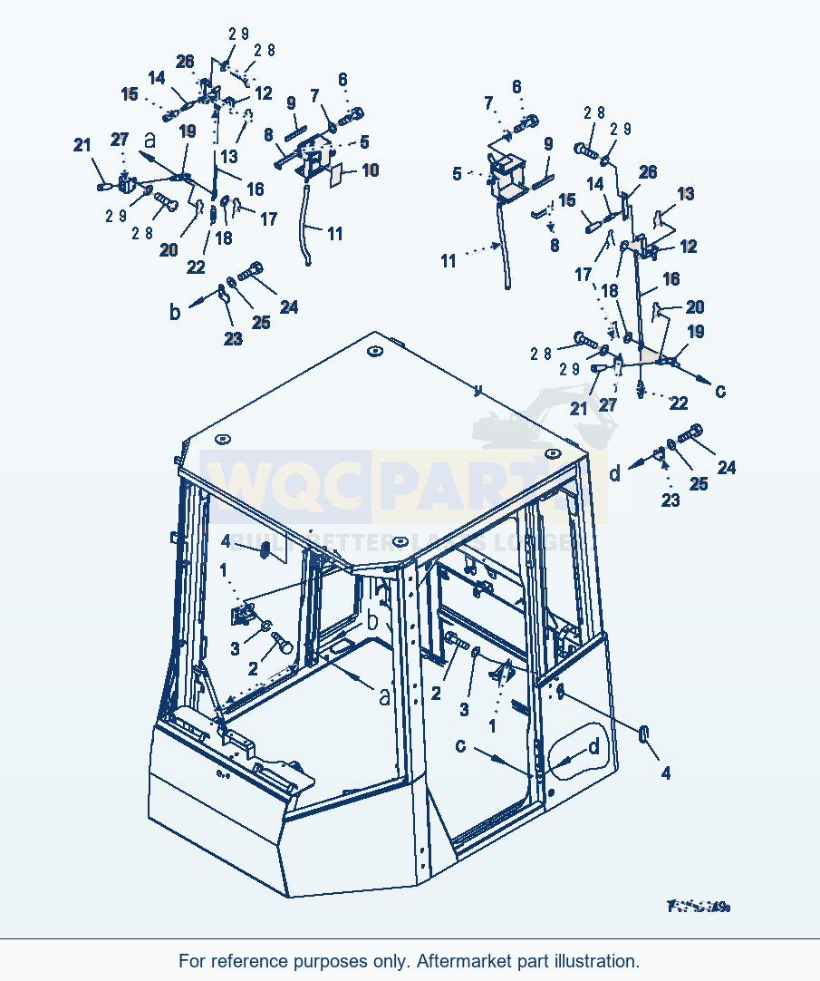 Komatsu WA380-5 Rops Cab (Door Lever Related Parts) parts diagram
