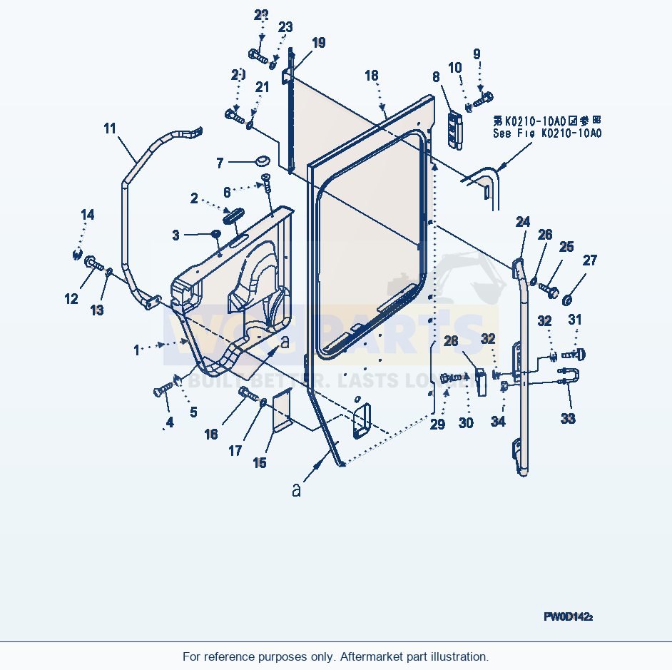 Komatsu WA380-5 Rops Cab (Door Related Parts, L.H.) parts diagram