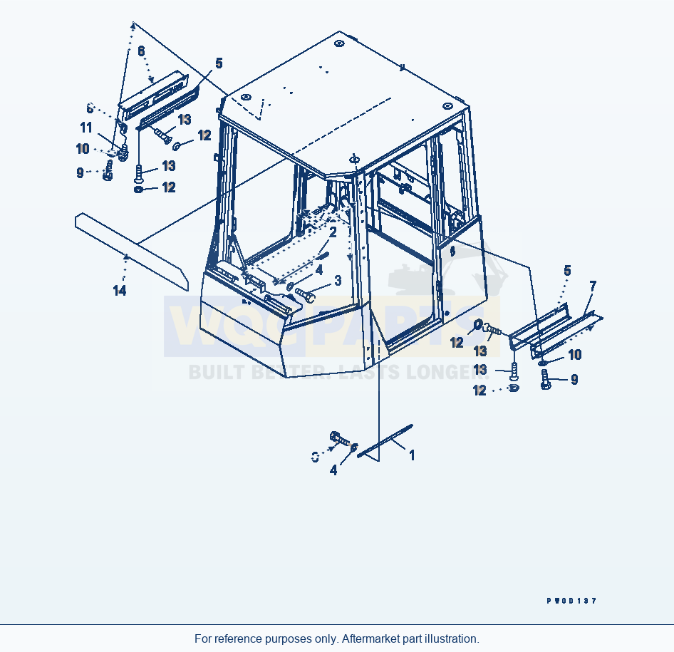 Komatsu WA380-5 Rops Cab (Door Related Parts) parts diagram