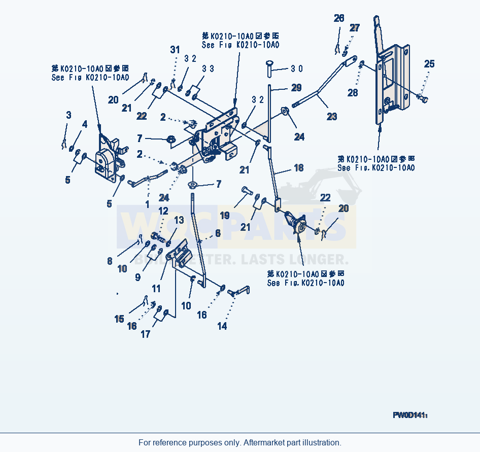 Komatsu WA380-5 Rops Cab (Door Rod And Pin, L.H.) parts diagram