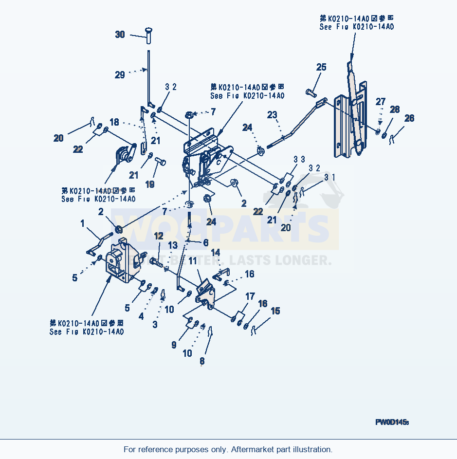 Komatsu WA380-5 Rops Cab (Door Rod And Pin, R.H.) parts diagram