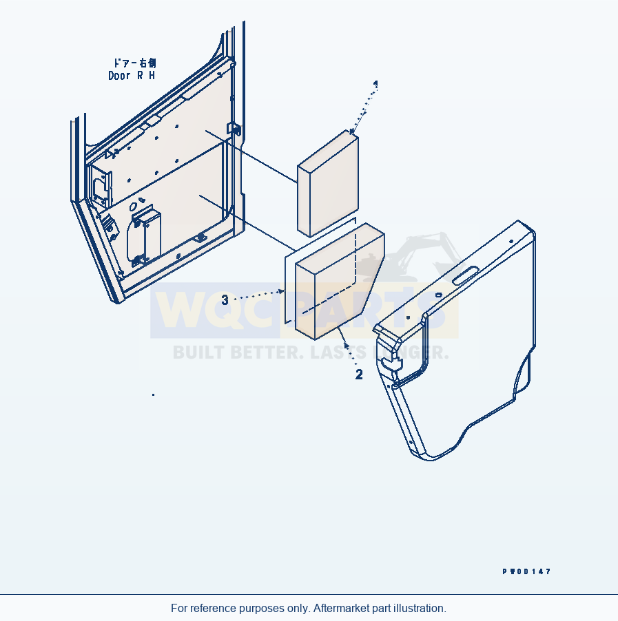 Komatsu WA380-5 Rops Cab (Door Sheet, R.H.) parts diagram