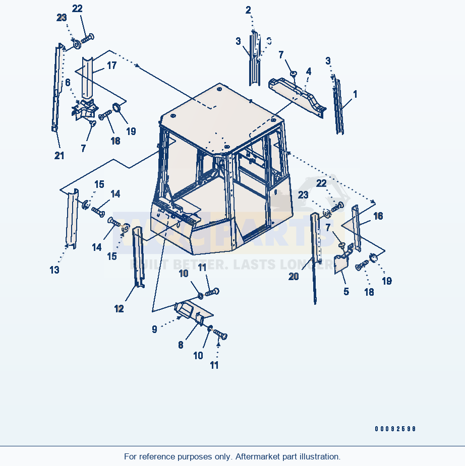 Komatsu WA380-5 Rops Cab (Inside Cover) (Except Japan) parts diagram