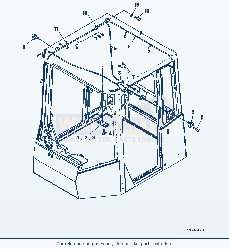 Komatsu WA380-5 Rops Cab (Room Lamp) (Without Air Conditioner) parts diagram
