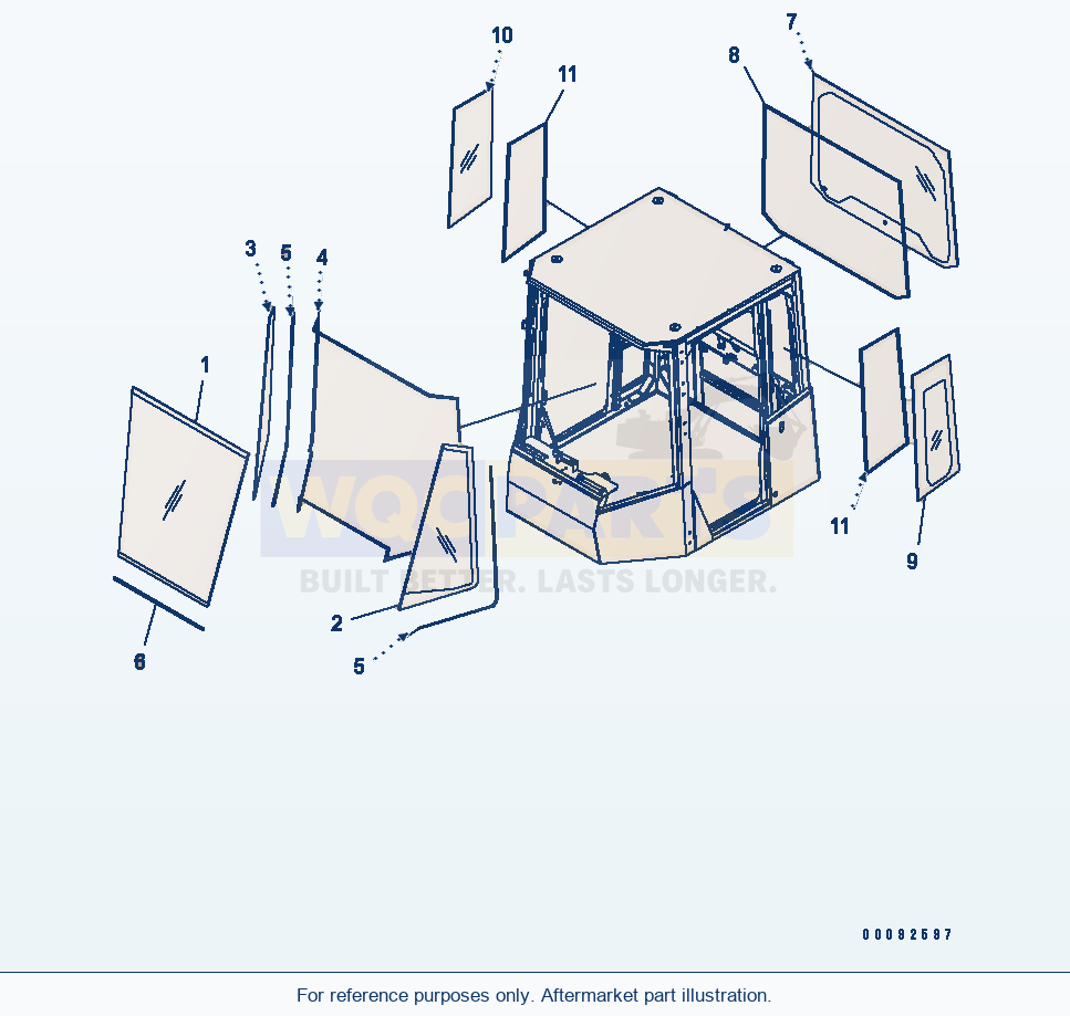 Komatsu WA380-5 Rops Cab (Window Glass) (Except Japan) parts diagram