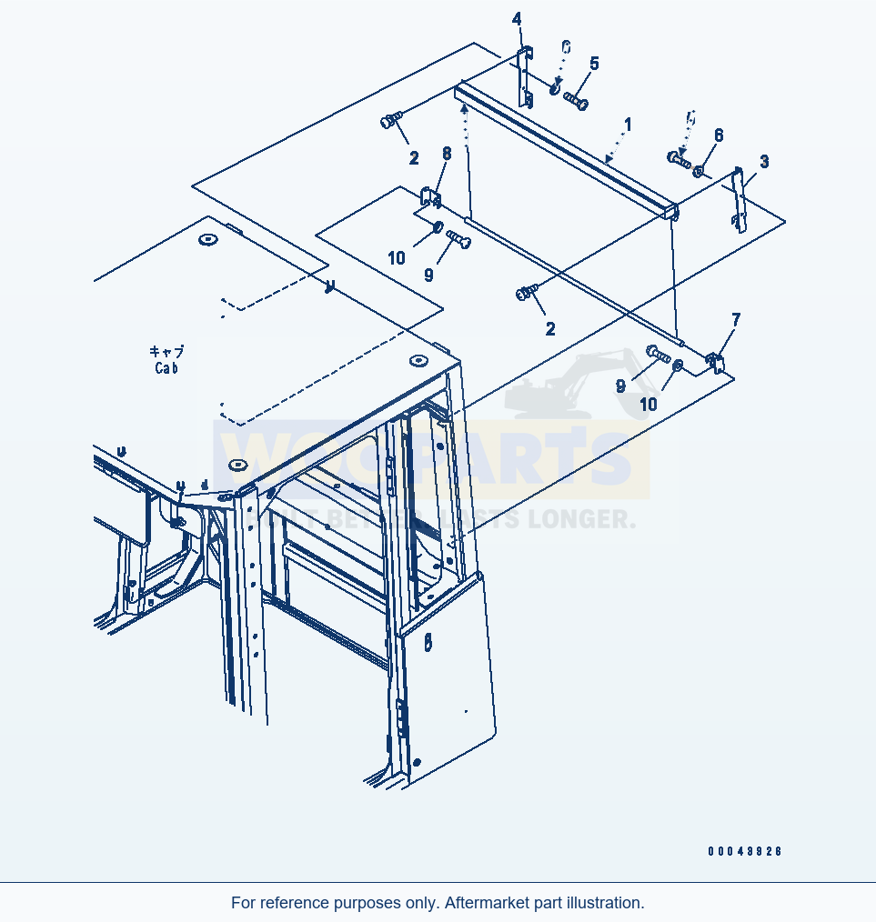 Komatsu WA380-5 Sun Visor parts diagram