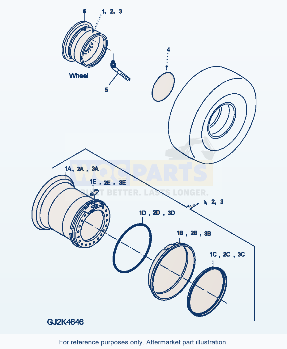 Komatsu WA380-5 Rim (For Tyre 23.5 R25) parts diagram