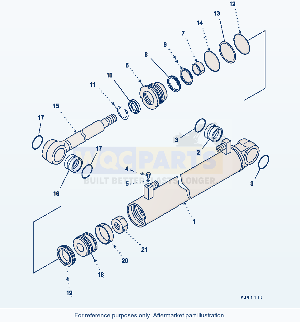Komatsu WA380-5 Steering Cylinder (Inner Parts) Serial 60001-UP parts diagram