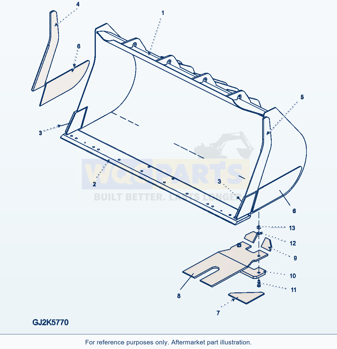 Komatsu WA380-5 Bucket 3.1m³ (Type C) (W/O Teeth) parts diagram