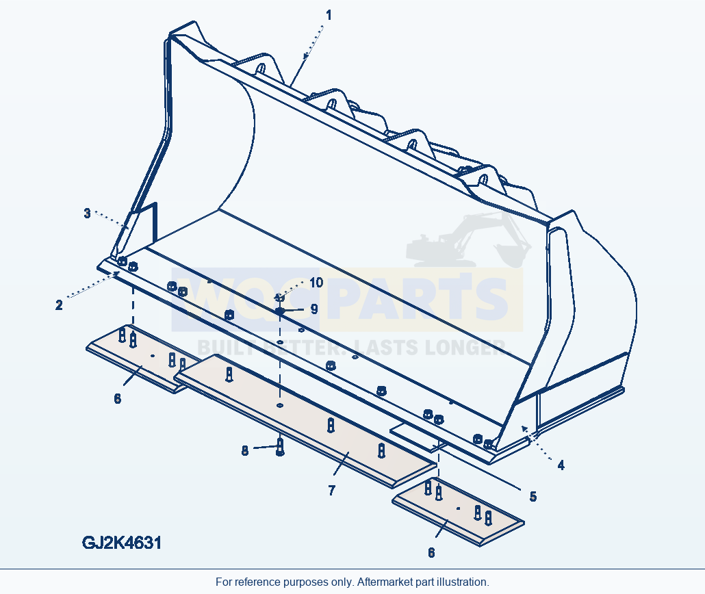 Komatsu WA380-5 Bucket 3.2m³ (Type D) (W Boc) parts diagram