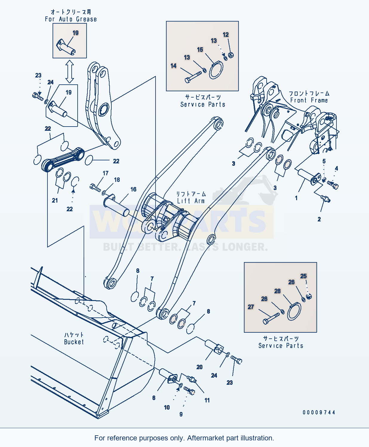 Komatsu WA380-5 Lift Arm And Bellcrank (Mounting Parts) parts diagram