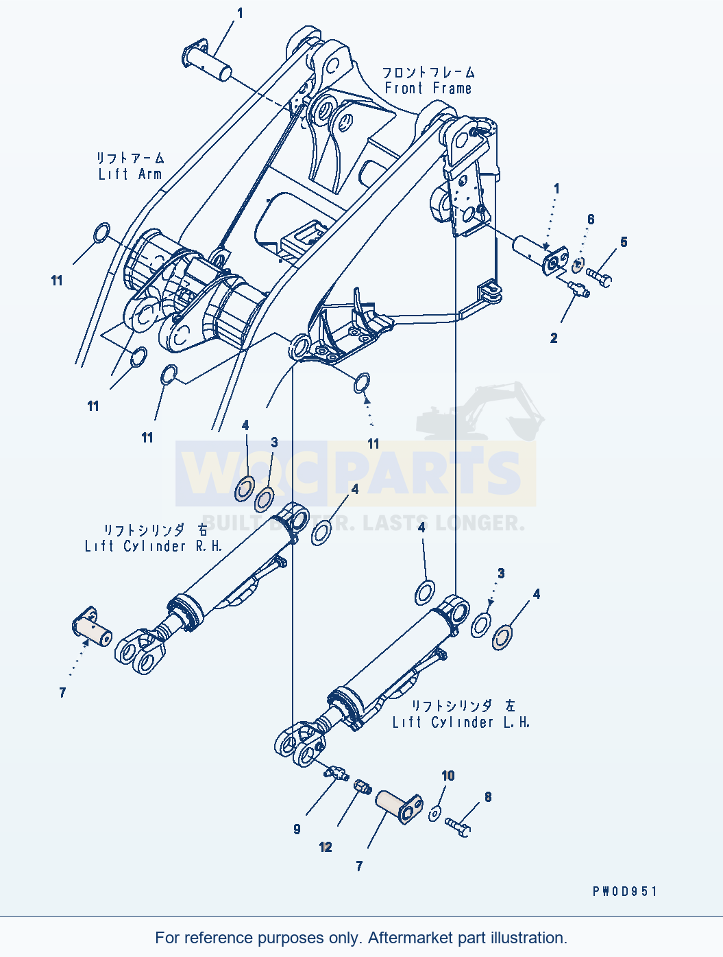 Komatsu WA380-5 Lift Cylinder (Pin) Serial H50051 - UP parts diagram