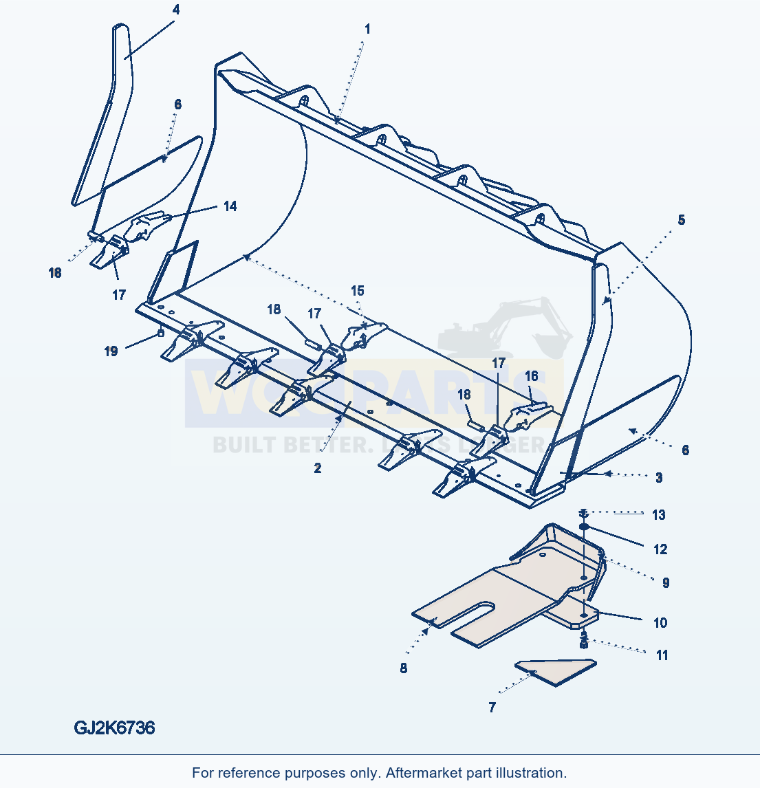 Komatsu WA380-5 Qc - Bucket 3.1m³ (Type C) (W Teeth) parts diagram