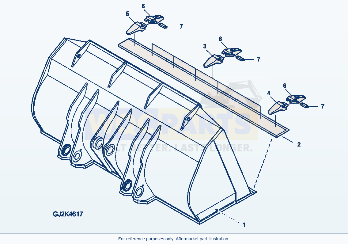 Komatsu WA380-5 Qc - Bucket 3.1m³ (W Teeth) (New) parts diagram