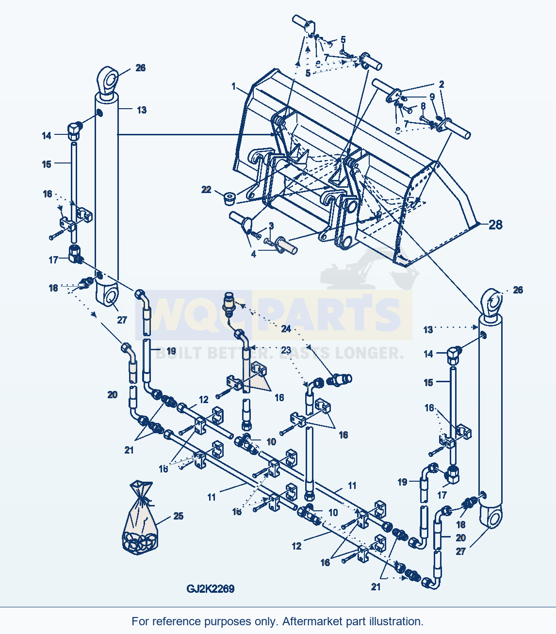Komatsu WA380-5 Qc - Bucket 8.0m³ (High Dump Bucket) parts diagram
