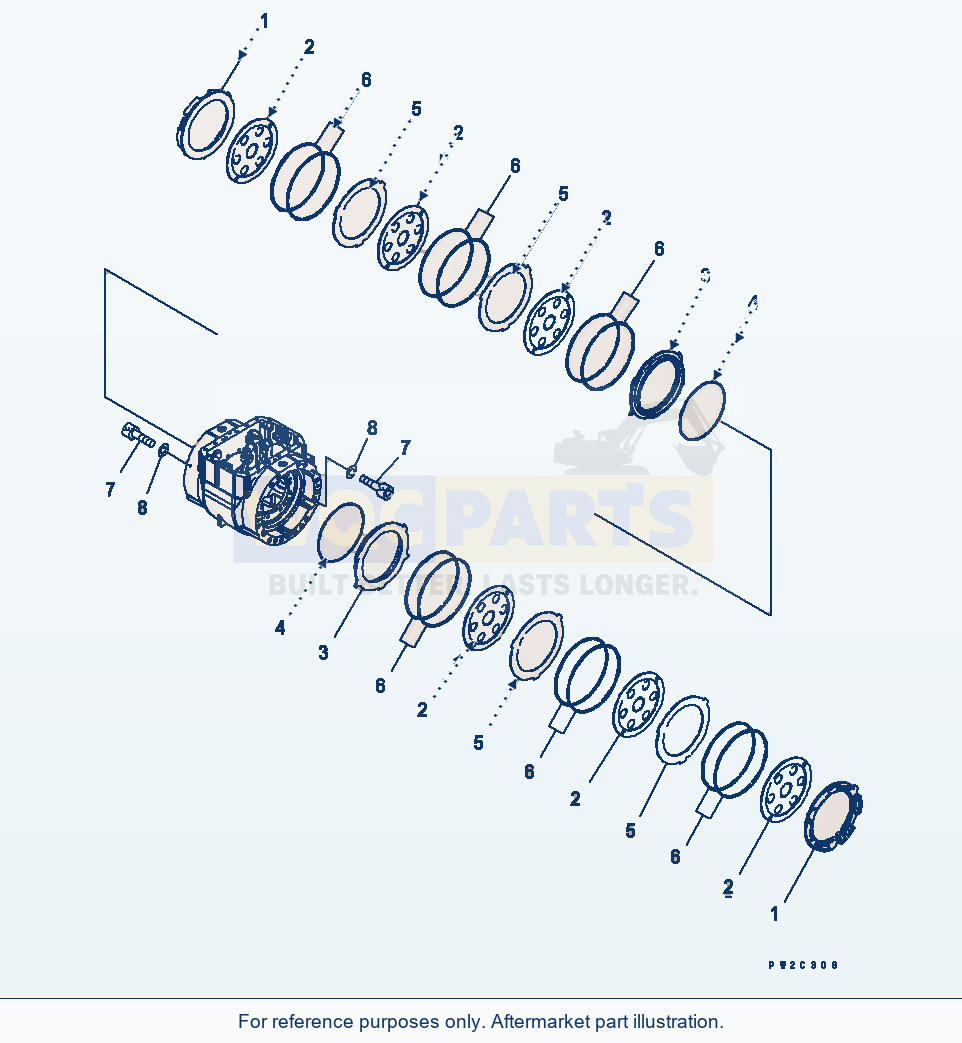 Komatsu WA380-5 Front Axle (Brake) Serial 60001-UP parts diagram