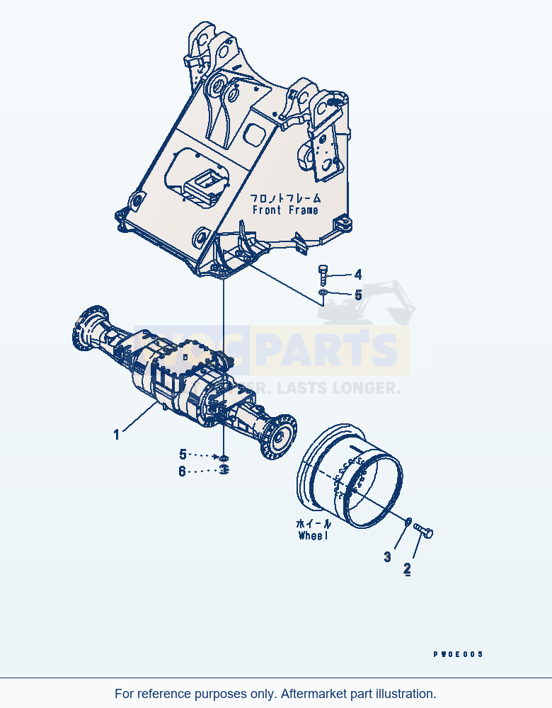Komatsu WA380-5 Front Axle Mounting Serial 60001-UP parts diagram