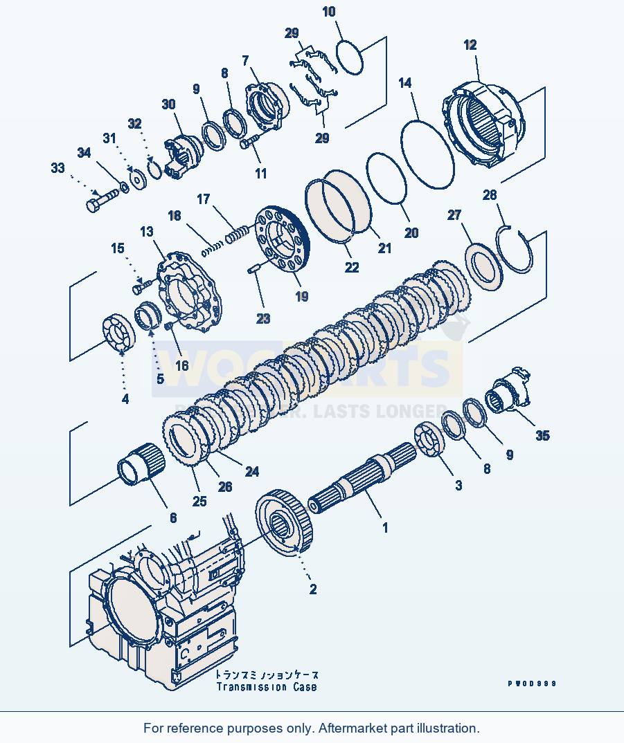 Komatsu WA380-5 Transmission (Output Shaft) Serial 60001-UP parts diagram