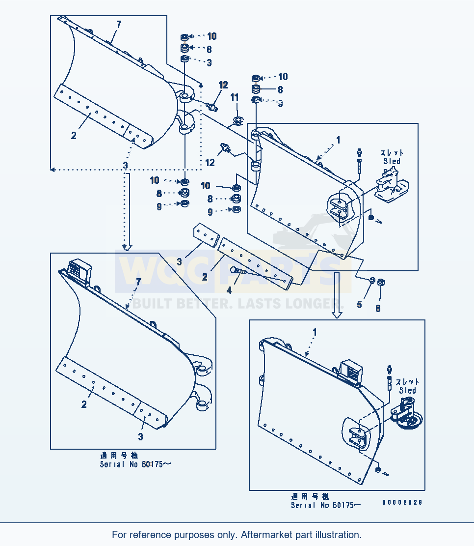 Komatsu WA380-5 Blade (With Multi Blade) parts diagram