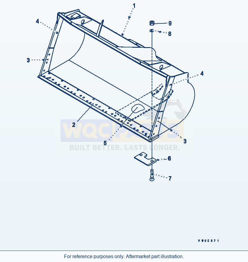 Komatsu WA380-5 Bucket 3.0m³ (With B.O.C., 3.3m³) parts diagram