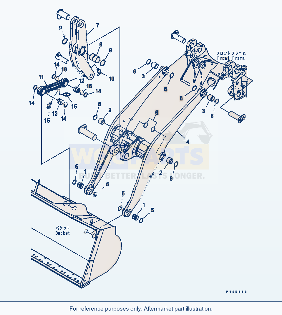 Komatsu WA380-5 Lift Arm And Bell Crank (Auto Grease) parts diagram