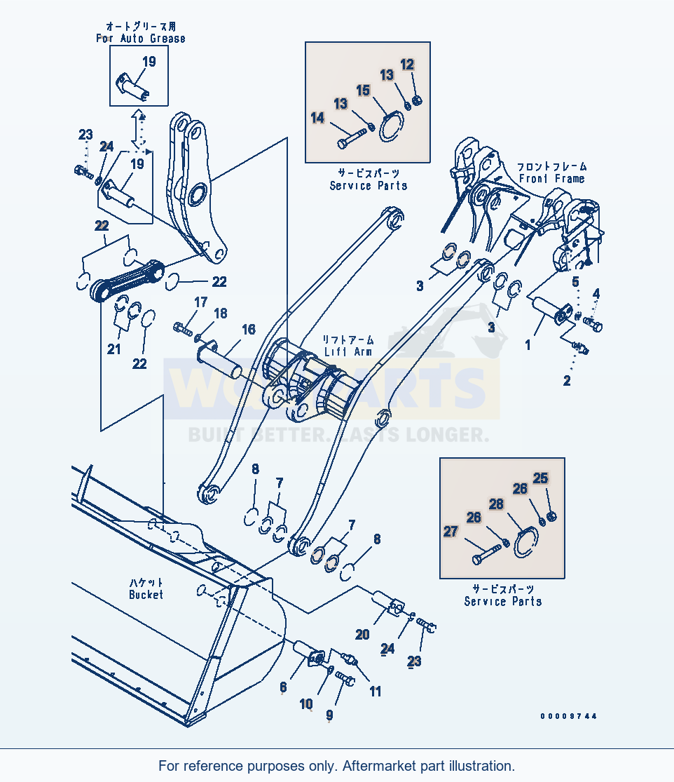Komatsu WA380-5 Lift Arm And Bellcrank (Mouting Parts) parts diagram