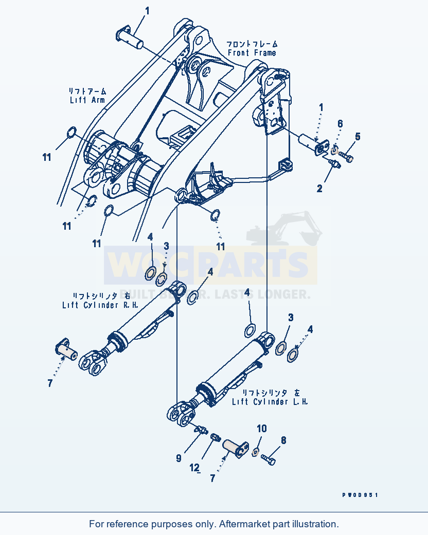 Komatsu WA380-5 Lift Cylinder (Pin) Serial 60001-UP parts diagram