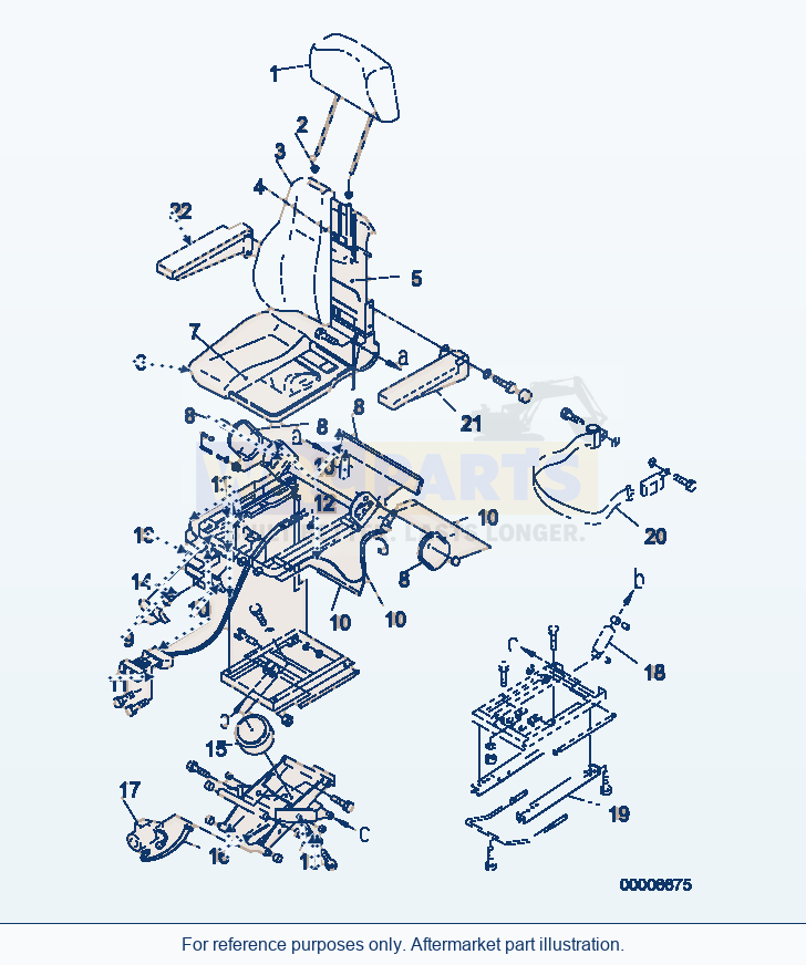 Komatsu WA380-5 Operators Seat (Air Suspension - Inner Parts) parts diagram