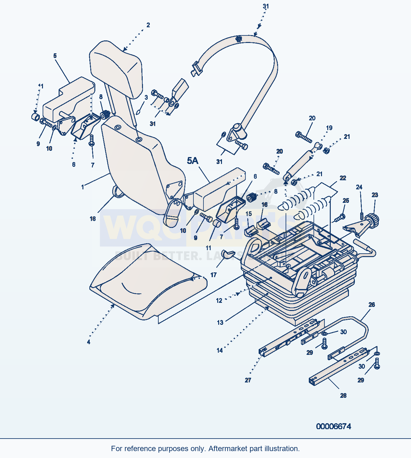 Komatsu WA380-5 Operators Seat (Std - Inner Parts) parts diagram
