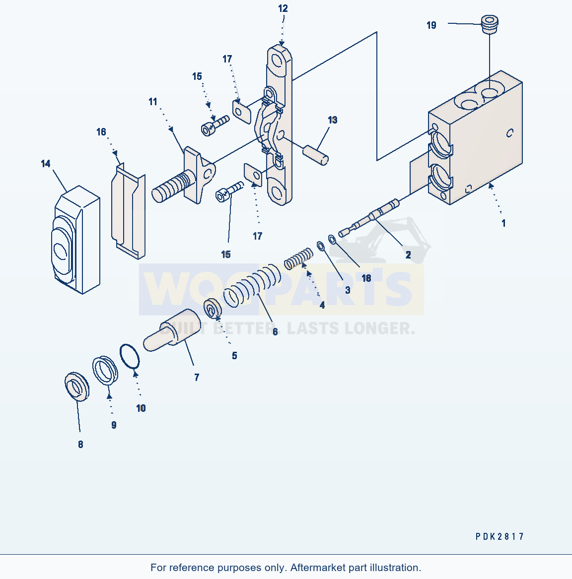 Komatsu WA380-5 Ppc Valve (3-Spool Inner Parts) parts diagram