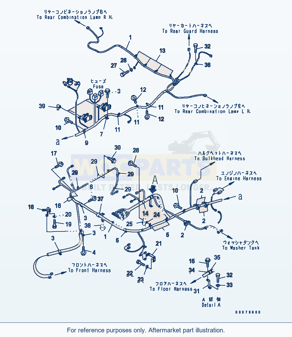 Komatsu WA380-5L Wiring Harness (Rear Frame Line) parts diagram
