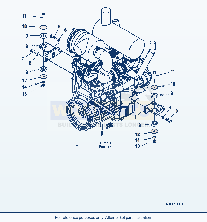 Komatsu WA380-5L Engine Mount parts diagram