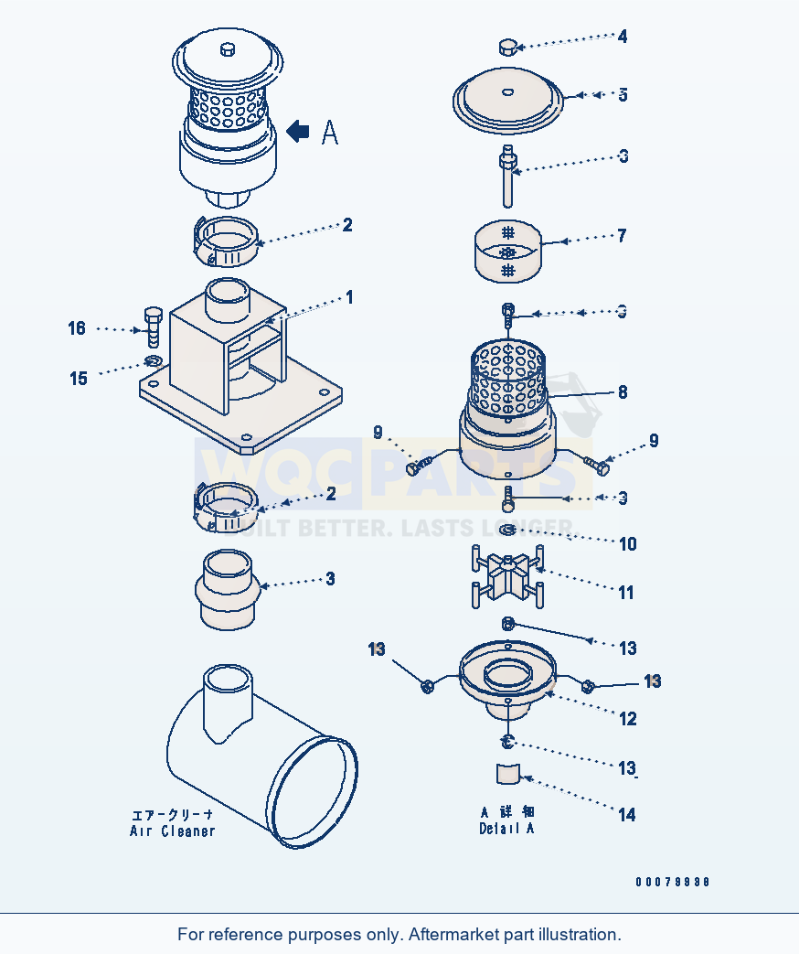 Komatsu WA380-5L Pre-Cleaner (Turbo 2) parts diagram