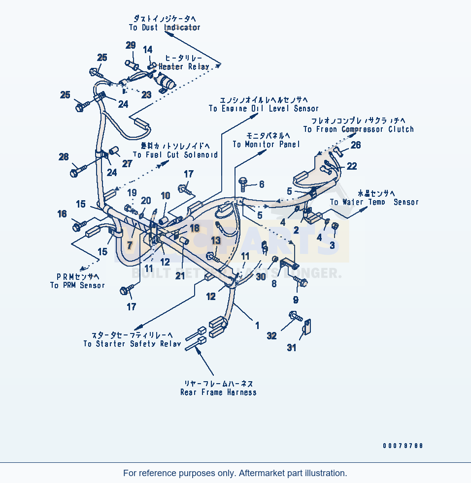 Komatsu WA380-5L Wiring Harness parts diagram