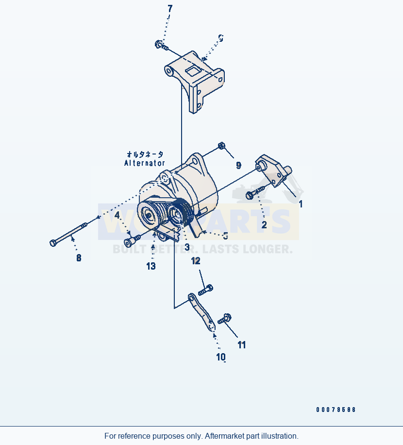 Komatsu WA380-5L Alternator Mounting (For 50A Alternator) parts diagram