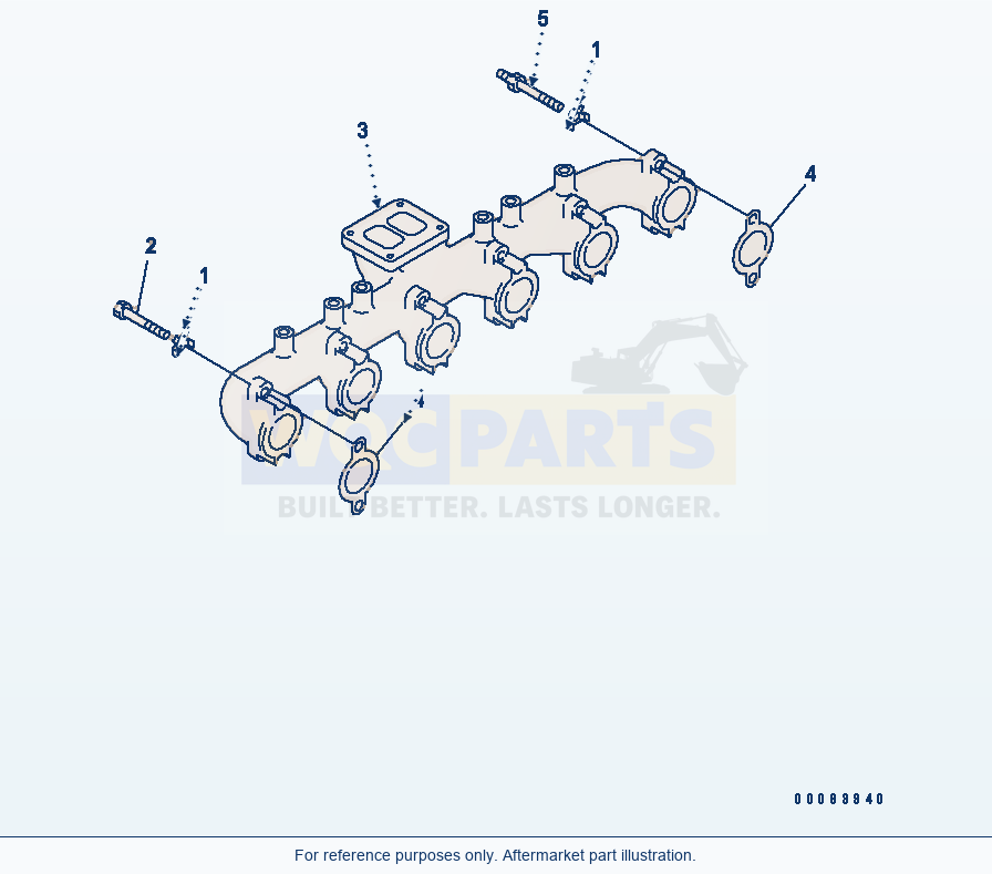 Komatsu WA380-5L Exhaust Manifold parts diagram