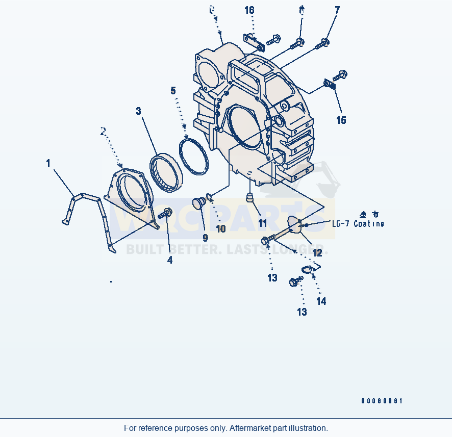 Komatsu WA380-5L Flywheel Housing parts diagram