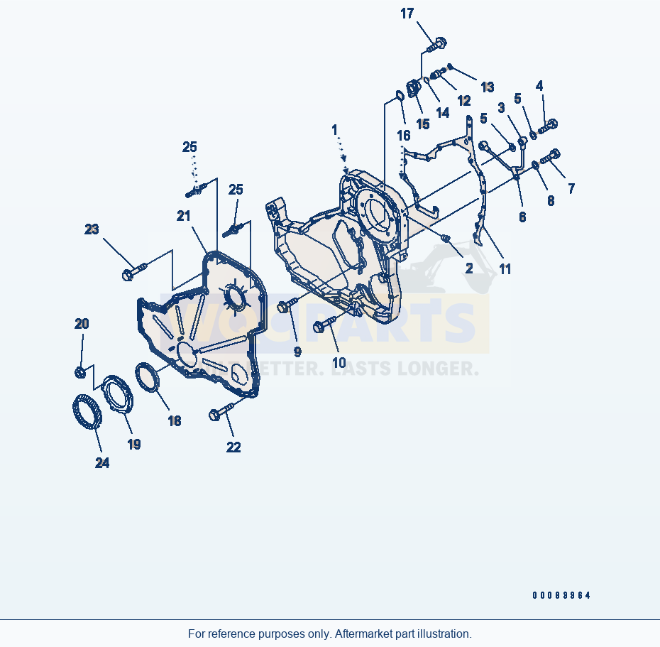 Komatsu WA380-5L Front Gear Cover And Housing parts diagram